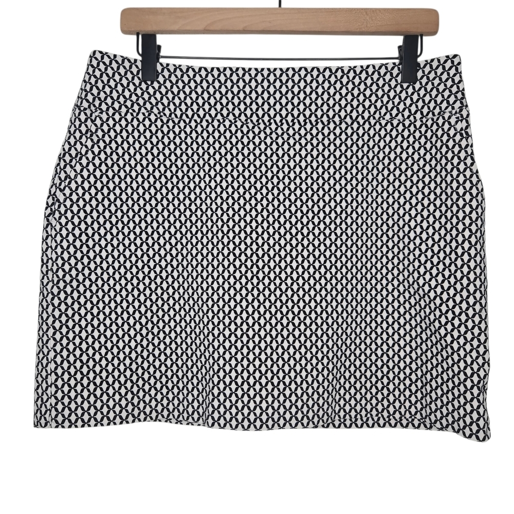 Swing Control Womens Black White Geo Print Vented Techno Golf Skort Size 14